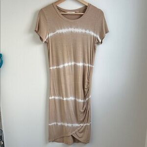 Koy Resort Tie-Dye Brown & White Short Sleeve Dress